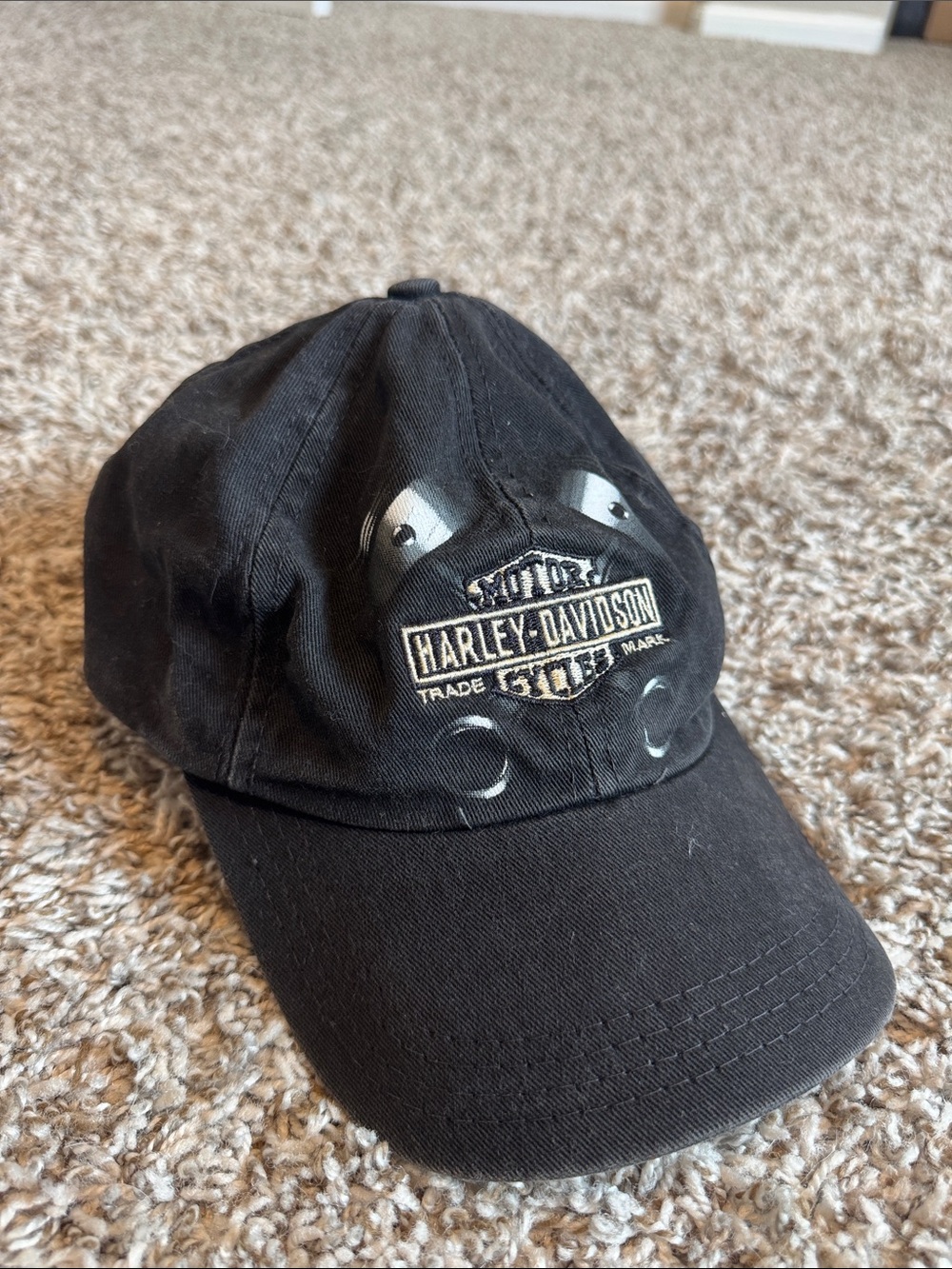 Harley Davidson Black Baseball Cap Motorcycle Graphic Logo Hat